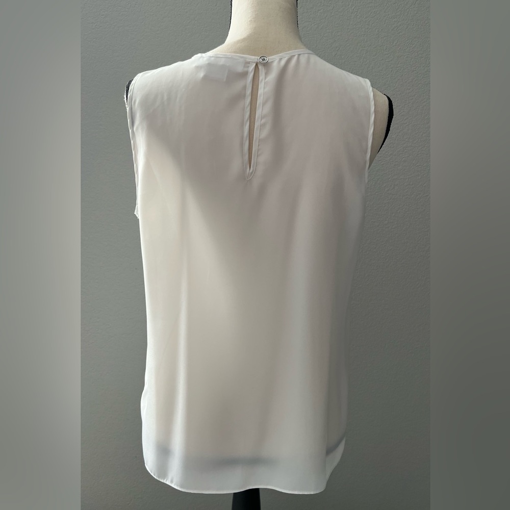Michael Kors Sleeveless Ivory Pleated Front Blouse - Petite Medium -Work Office - Picture 7 of 12